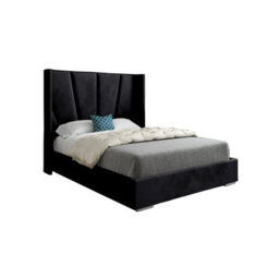 Bellini Wide Curved Winged Upholstered Soft Velvet Black Bed Frame - thumbnail 6