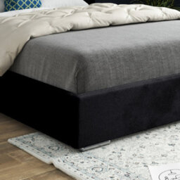Bellini Wide Curved Winged Upholstered Soft Velvet Black Bed Frame - thumbnail 3