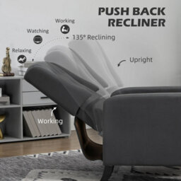 Wyld Haus Lino Microfibre Deep Grey Button-Tufted Recliner Armchair With Integrated Footrest - thumbnail 4