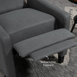 Wyld Haus Lino Microfibre Deep Grey Button-Tufted Recliner Armchair With Integrated Footrest - thumbnail 7