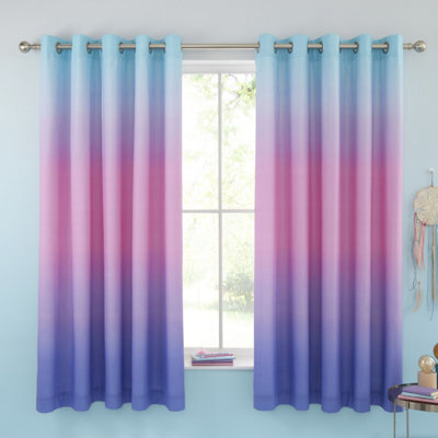 Catherine Lansfield Ombre Rainbow Clouds 66X72 Inch Eyelet Curtains Two Panels Pastel - image 1
