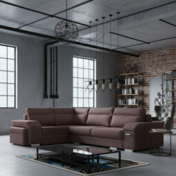 Alvares Living Room Corner Sofa Bed With Polyurethane Foam Wave Springs Loose Back Cushions 305X205X90Cm Brown Left - thumbnail 1