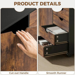 Modern Mobile 5-Drawer Cabinet W/ Door, Office Storage Cabinet - thumbnail 4