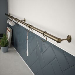 Rothley Antique Brass Effect Zinc Alloy Rail End Bracket (Dia)25mm - thumbnail 3