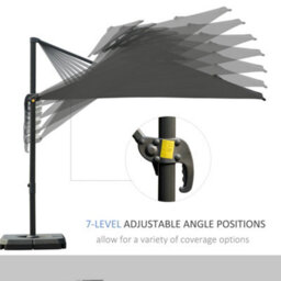 Outsunny Cantilever Parasol Roma Umbrella W/ Base Weights, Dark Grey - thumbnail 4