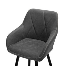 Beliani Set Of 2 Darien Bar Stools With Armrests & Footrest, Fabric, Grey - thumbnail 8