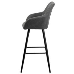 Beliani Set Of 2 Darien Bar Stools With Armrests & Footrest, Fabric, Grey - thumbnail 6