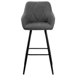 Beliani Set Of 2 Darien Bar Stools With Armrests & Footrest, Fabric, Grey - thumbnail 5