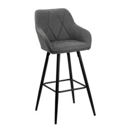 Beliani Set Of 2 Darien Bar Stools With Armrests & Footrest, Fabric, Grey - thumbnail 4