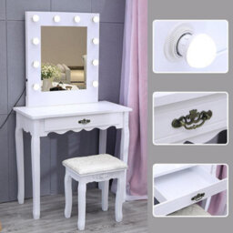 Living And Home Vanity Dressing Table Mirror Desk With Led Makeup Vanity Mirror Without Stool - thumbnail 4