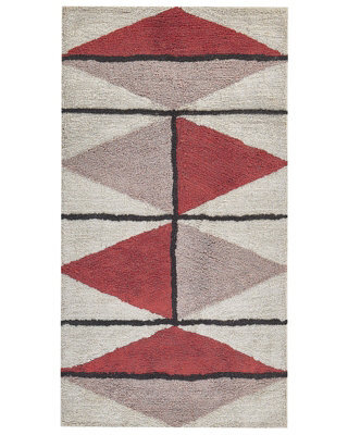 Beliani Multicolour Cotton Area Rug 80 X 150 Cm Low-Pile Geometric Retro - image 1