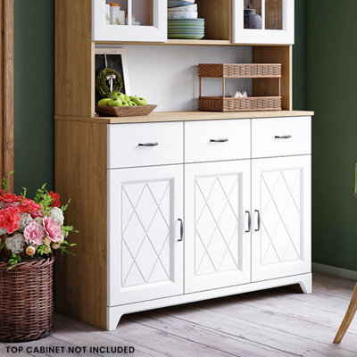 Heze Furniture Provenza 3 Door Rusti Style Sideboard - Stone Oak / White Matt - image 1
