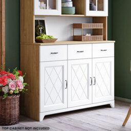Heze Furniture Provenza 3 Door Rusti Style Sideboard - Stone Oak / White Matt