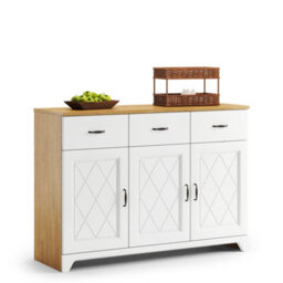 Heze Furniture Provenza 3 Door Rusti Style Sideboard - Stone Oak / White Matt - thumbnail 2