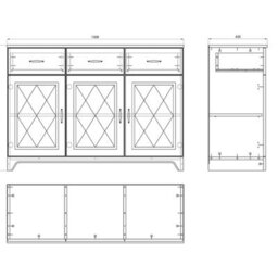 Heze Furniture Provenza 3 Door Rusti Style Sideboard - Stone Oak / White Matt - thumbnail 3