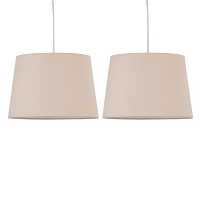 First Choice Lighting Set Of 2 Natural Cotton 28Cm Tapered Cylinder Pendant Or Lamp Shades - image 1