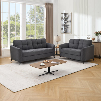 More4Homes Solna 2+3 Seater Scandi Style Fabric Living Room Sofa Set (Charcoal) - image 1