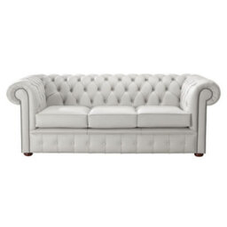 Chesterfield 3 Seater Shelly Almond Leather Sofa Bespoke In Classic Style - thumbnail 1