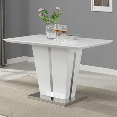 Furniture in Fashion Memphis Small High Gloss Dining Table In White With Glass Top - image 1