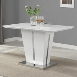 Furniture in Fashion Memphis Small High Gloss Dining Table In White With Glass Top