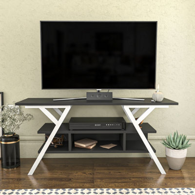 Decorotika Minerva Tv Stand Tv Unit For Tv's Up To 55 Inch White And Anthracite - image 1