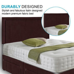 Dining Tables Seoul Matching Headboard Divan Set, 2 Drawer On Same Side With Sprung 1500 Comfort Mattress - Plush Velvet Mulburry - Double - thumbnail 3