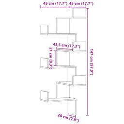 Walplus Wall Corner Shelf Old Wood 45X45X147 Cm Engineered Wood - thumbnail 9