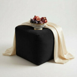 Kosi Atelier Kosiatelier Bean Bag Velvet Footstool Ottomona Cube Pouf Chair Pouffe, Polystyrene Beads Filled - Black, 40Cm X 40Cm X 40Cm - thumbnail 3