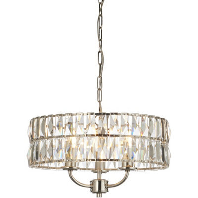 Loops Multi Arm Hanging Ceiling Pendant Light - Bright Nickel Plate & Clear Crystal Glass - 3 X 6W Led E14 - image 1