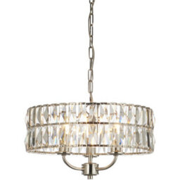 Loops Multi Arm Hanging Ceiling Pendant Light - Bright Nickel Plate & Clear Crystal Glass - 3 X 6W Led E14 - thumbnail 1