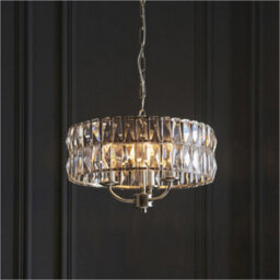 Loops Multi Arm Hanging Ceiling Pendant Light - Bright Nickel Plate & Clear Crystal Glass - 3 X 6W Led E14 - thumbnail 3