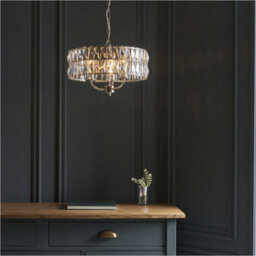 Loops Multi Arm Hanging Ceiling Pendant Light - Bright Nickel Plate & Clear Crystal Glass - 3 X 6W Led E14 - thumbnail 4