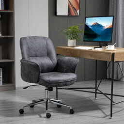 Swivel Computer Office Chair Mid Back Desk Chair For Home, Deep Grey - thumbnail 3