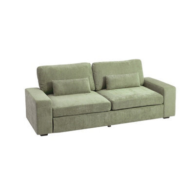 Darphe Modern 2-Seater Green Chenille Sofa With Accent Pillows, Wood And Iron Frame - image 1