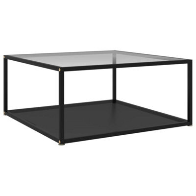 Berkfield Coffee Table Transparent And Black 80X80X35 Cm Tempered Glass - image 1