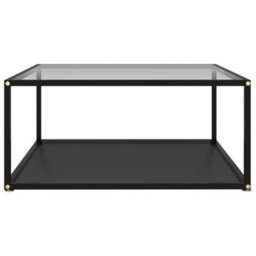 Berkfield Coffee Table Transparent And Black 80X80X35 Cm Tempered Glass - thumbnail 2