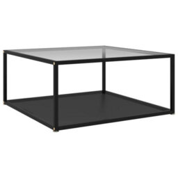 Berkfield Coffee Table Transparent And Black 80X80X35 Cm Tempered Glass