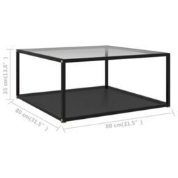 Berkfield Coffee Table Transparent And Black 80X80X35 Cm Tempered Glass - thumbnail 5