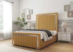 Comfort Beds Boston Chrome Mustard Plush Bed Frame - thumbnail 1