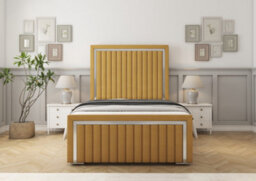 Comfort Beds Boston Chrome Mustard Plush Bed Frame - thumbnail 2