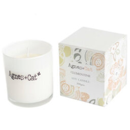 Serenityy Agnes + Cat Clementine Soy Wax Votive Candle 200G - Frosted White Glass, Embossed Silver Lid - thumbnail 1