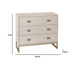 Melody Maison Large 3 Drawer Chest Of Drawers - Elle Stone Range - thumbnail 7