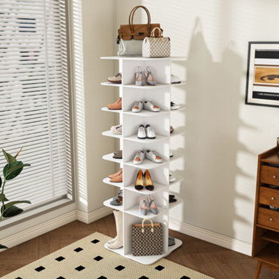 Abrihome 7-Tier Rotating Shoe Rack Tower, Spinning Storage Organiser, High-Bottom Design, Holds 28 Pairs, White - image 1