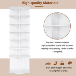 Abrihome 7-Tier Rotating Shoe Rack Tower, Spinning Storage Organiser, High-Bottom Design, Holds 28 Pairs, White - thumbnail 3