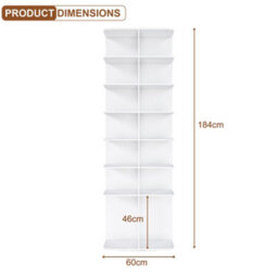 Abrihome 7-Tier Rotating Shoe Rack Tower, Spinning Storage Organiser, High-Bottom Design, Holds 28 Pairs, White - thumbnail 5