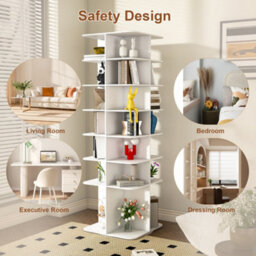 Abrihome 7-Tier Rotating Shoe Rack Tower, Spinning Storage Organiser, High-Bottom Design, Holds 28 Pairs, White - thumbnail 4