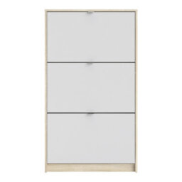 Furniture To Go Shoes Shoe Cabinet  W. 3 Tilting Doors And 2 Layers Oak Structure White - thumbnail 2