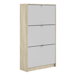 Furniture To Go Shoes Shoe Cabinet  W. 3 Tilting Doors And 2 Layers Oak Structure White - thumbnail 1