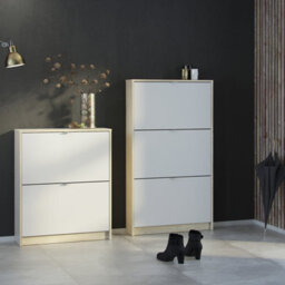 Furniture To Go Shoes Shoe Cabinet  W. 3 Tilting Doors And 2 Layers Oak Structure White - thumbnail 6