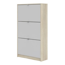 Furniture To Go Shoes Shoe Cabinet  W. 3 Tilting Doors And 2 Layers Oak Structure White - thumbnail 3